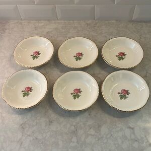 Vintage MCM Homer Laughlin Calirose set of six dessert bowls luncheon bowls USA